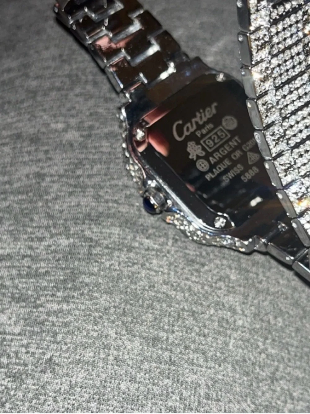 Men's Silver Crystal-Embellished Bracelet Watch